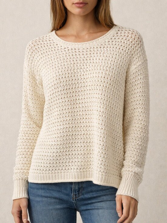 Madewell Sweaters - Madewell Pullover Sweater Open Stitch Austen in Cream Cotton Blend size XXS